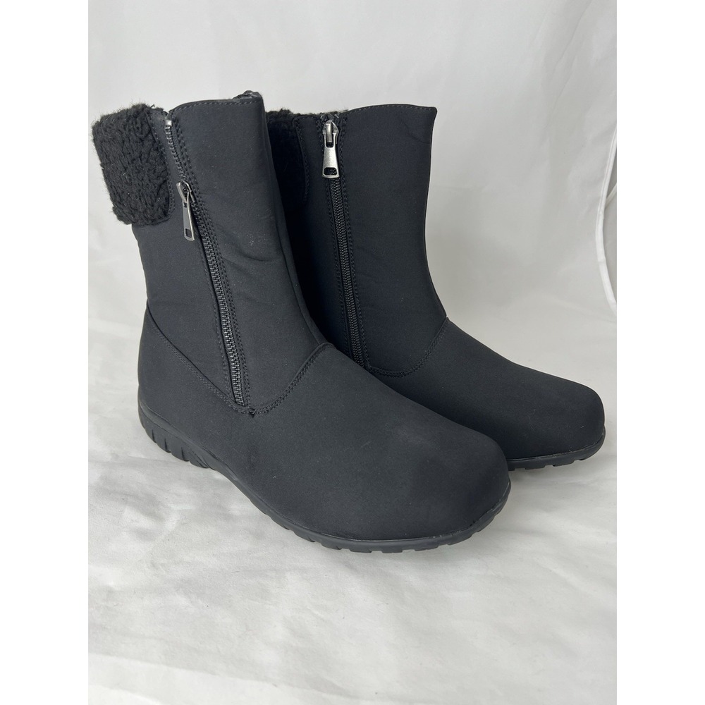 Propet Womens 9.5 Black Winter Boots Waterproof Mid Zip Insulated Rain Snow - Picture 3 of 10